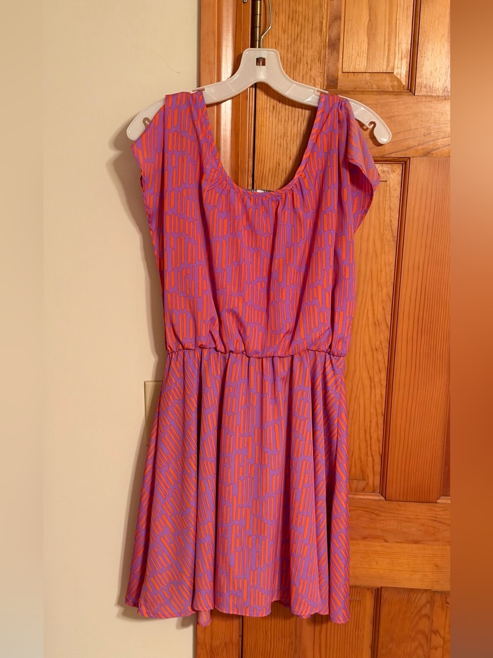 Collective Concepts Purple and Orange Printed Midi Dress